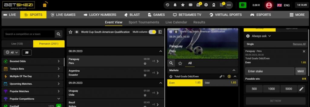 How to play sports on the Betshezi platform