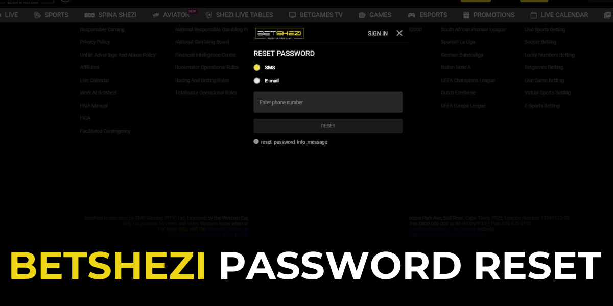 BETSHEZI PASSWORD RESET